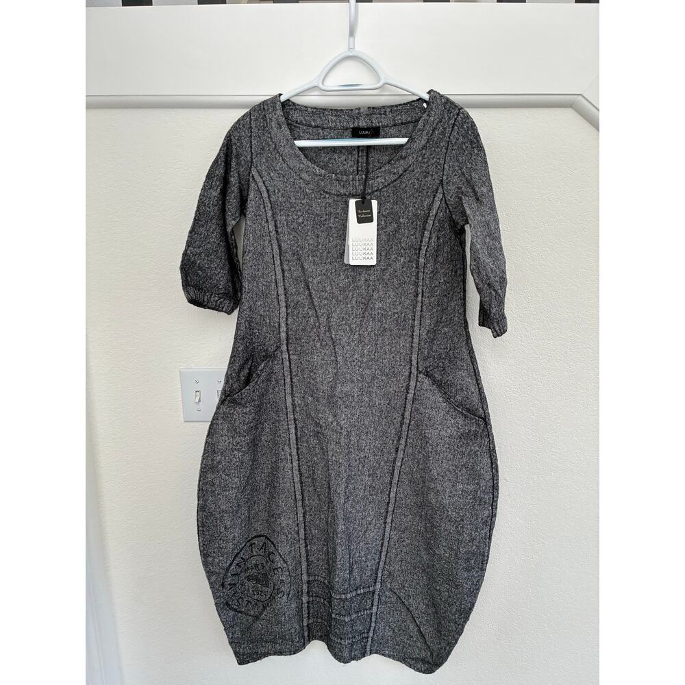 NWT Luukaa Dorris Linen Wool Dress Sz 2 US 8 10 Lagenlook Minimalist Capsule